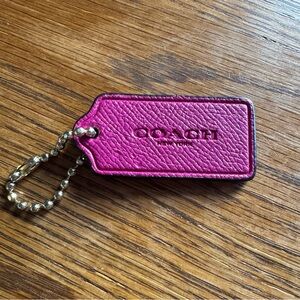 2.25" COACH Mulberry Pink Pebbled Leather Brass Fob Bag Charm Keychain Hang Tag